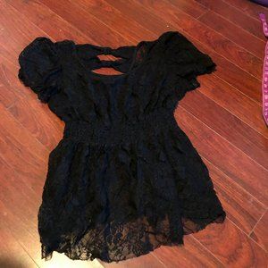 Torrid Black Lace Blouse with Bows